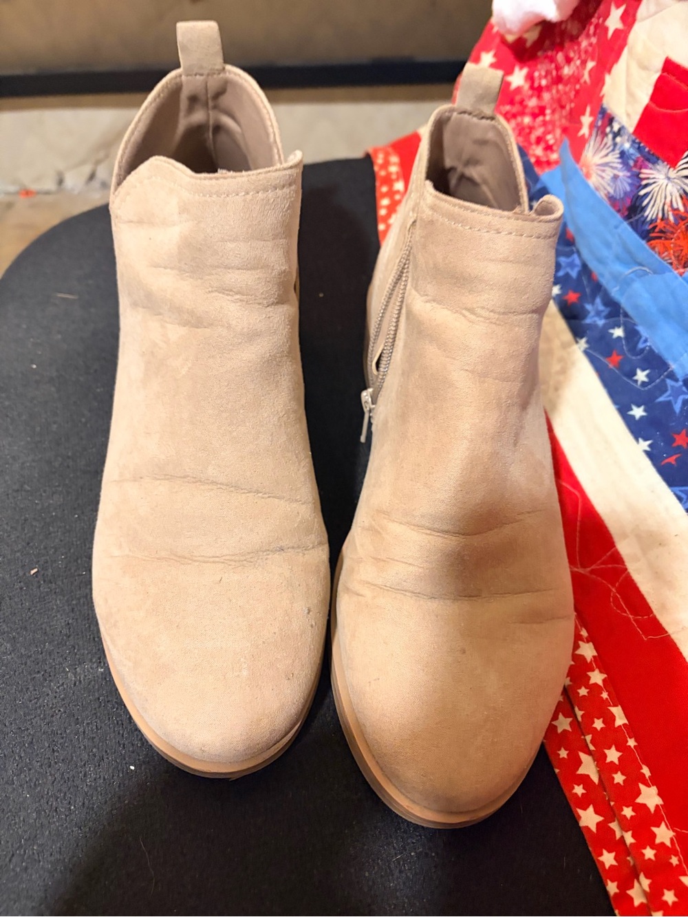 Neutral Suede Ankle Booties - Light Taupe